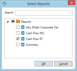 Select Reports window